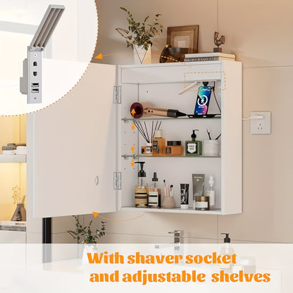 Spiegelkast Badkamer – Badkamerkast Met Spiegel – Anti Condens Kast – Wandkast Met Verstelbare Legplanken – Wit – LED Verlichting Met Instelbare Kleurtemperatuur – Anti-Fog Verwarming