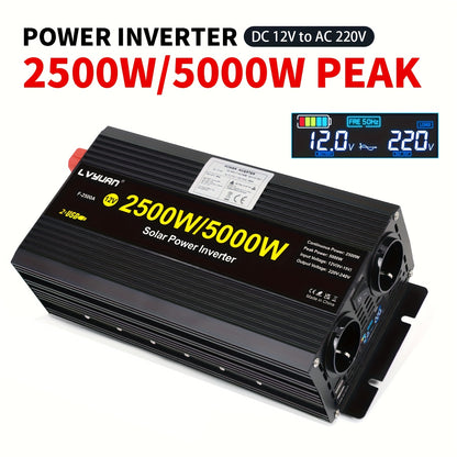 Omvormer – Spanningsomvormer – DC naar AC Converter – Auto Omvormer – Camper Omvormer – 2500W Continu Vermogen – LCD Display & Aluminium Behuizing