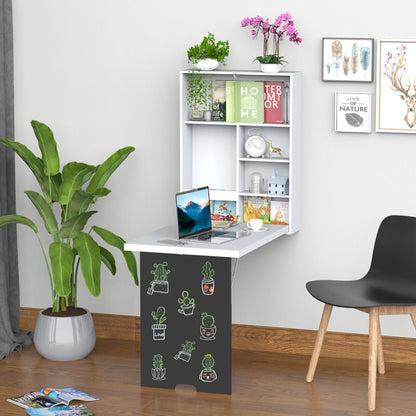 Inklapbare Wandtafel – Vouwtafel – Klaptafel – Muurbureau – Wandbureau – Space Saving Ontwerp – MDF Schoolbord Wit