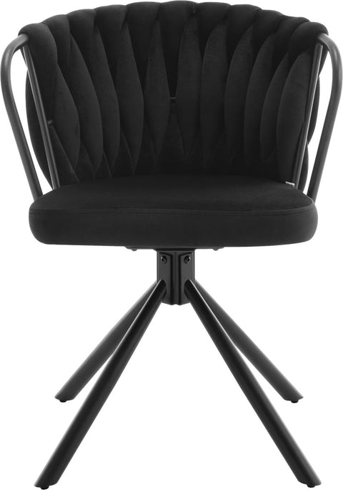 Eetkamerstoel - Set van 2 stoelen - Fluweel eetkamer stoel - Eettafel stoel - Fauteuil - Velvet - Armleuning - Draaibaar - Zwarte Poot - Zwart