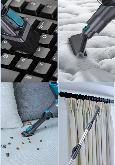 Cordless Stick Vacuum Cleaner - Bagless on Battery - 4 Different Attachments - Handheld Vacuum Cleaner - 380W - 27Kpa