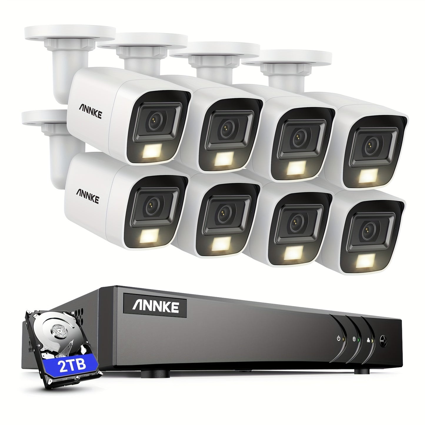 Bewakingscamera set – Camerabewaking – Beveiligingscamera set – CCTV systeem – Surveillance camera – 8x 3K camera’s – Kleurennachtzicht – Personen- en voertuigdetectie – 2TB HDD – Met audio