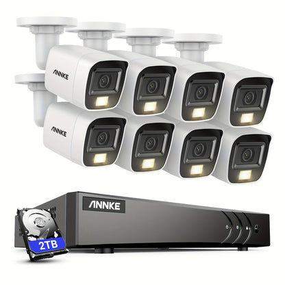 Bewakingscamera set – Camerabewaking – Beveiligingscamera set – CCTV systeem – Surveillance camera – 8x 3K camera’s – Kleurennachtzicht – Personen- en voertuigdetectie – 2TB HDD – Met audio