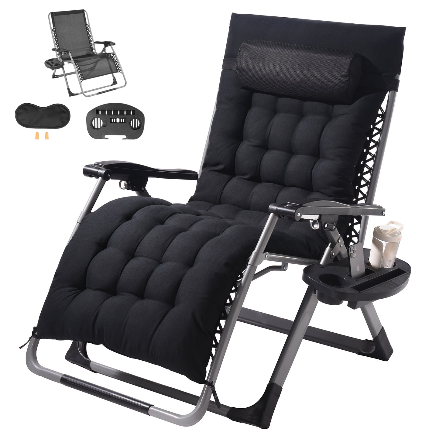 Zero Gravity Relaxstoel – Ligstoel – Lounge Stoel – Tuinstoel – Verstelbare Stoel – Zwart – Draagvermogen 227 kg – Verstelbare Leunstand 90°-170°
