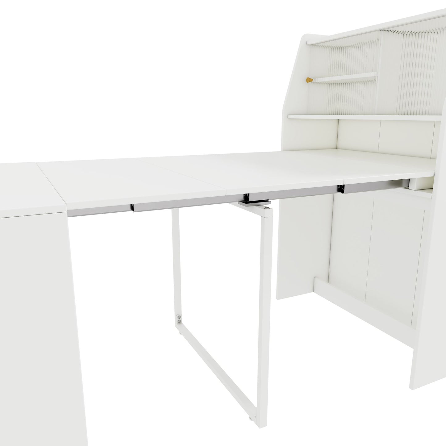 Uitschuifbare Eettafel – Uitklapbare Tafel – Opbergtisch – Salontafel – Multifunctionele Eettafel – Wit – Inklapbaar van 52 tot 132,5 cm – Met Stofdichte Opbergruimte