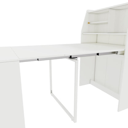 Uitschuifbare Eettafel – Uitklapbare Tafel – Opbergtisch – Salontafel – Multifunctionele Eettafel – Wit – Inklapbaar van 52 tot 132,5 cm – Met Stofdichte Opbergruimte