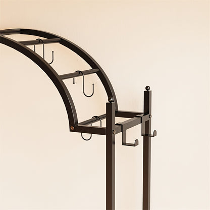 Plantenstandaard – Plantentafel – Bloemenrek – Plantenrek – Plantenkast – Zwart Metalen Frame – 5 Lagen Met Ophanghaken