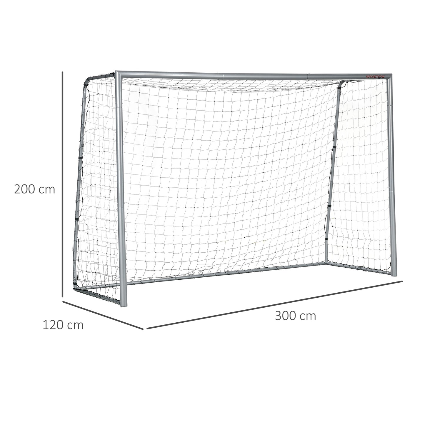Voetbaldoel – Voetbalgoal – Doelnet – Tuindoel – Trainingsdoel – Weerbestendig – Duurzaam Metalen Frame – 300 x 200 x 120 cm – Eenvoudige Montage – Grijs