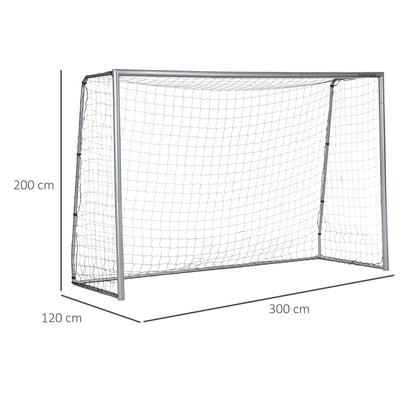 Voetbaldoel – Voetbalgoal – Doelnet – Tuindoel – Trainingsdoel – Weerbestendig – Duurzaam Metalen Frame – 300 x 200 x 120 cm – Eenvoudige Montage – Grijs