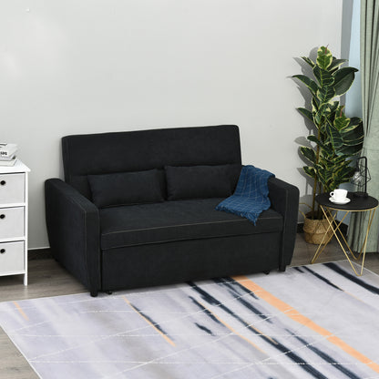 Slaapbank – Bedbank – 2-zitsbank – Uitklapbank – Logeerbed – Verstelbare Rugleuning – Hardhouten Frame – Fluwelen Stof Donkergrijs