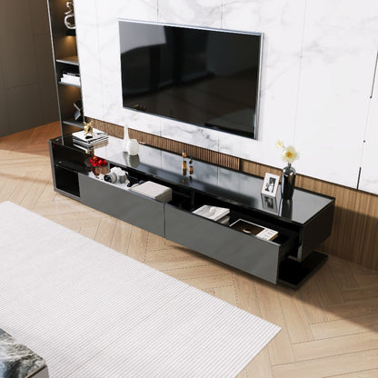 TV Meubel – TV Kast – Entertainment Meubel – Media Console – Tv Stand – Hoogglans Metaal – Ruimtebesparend Met Kabelmanagement