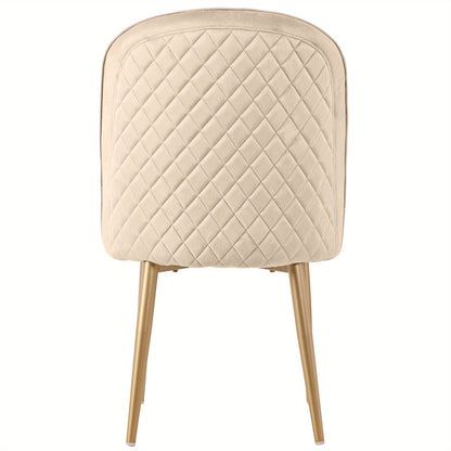 Eetkamerstoelen – Stoelen – Kuipstoelen – Meubels – Set Van 2 – Modern Beige Velvet – Gouden Metalen Poten – Comfortabel & Stijlvol
