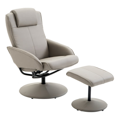 Relaxstoel – TV Stoel – Fauteuil – Draaistoel – Lounge Stoel – Grijs – 360° Draaibaar – Met Voetenbank