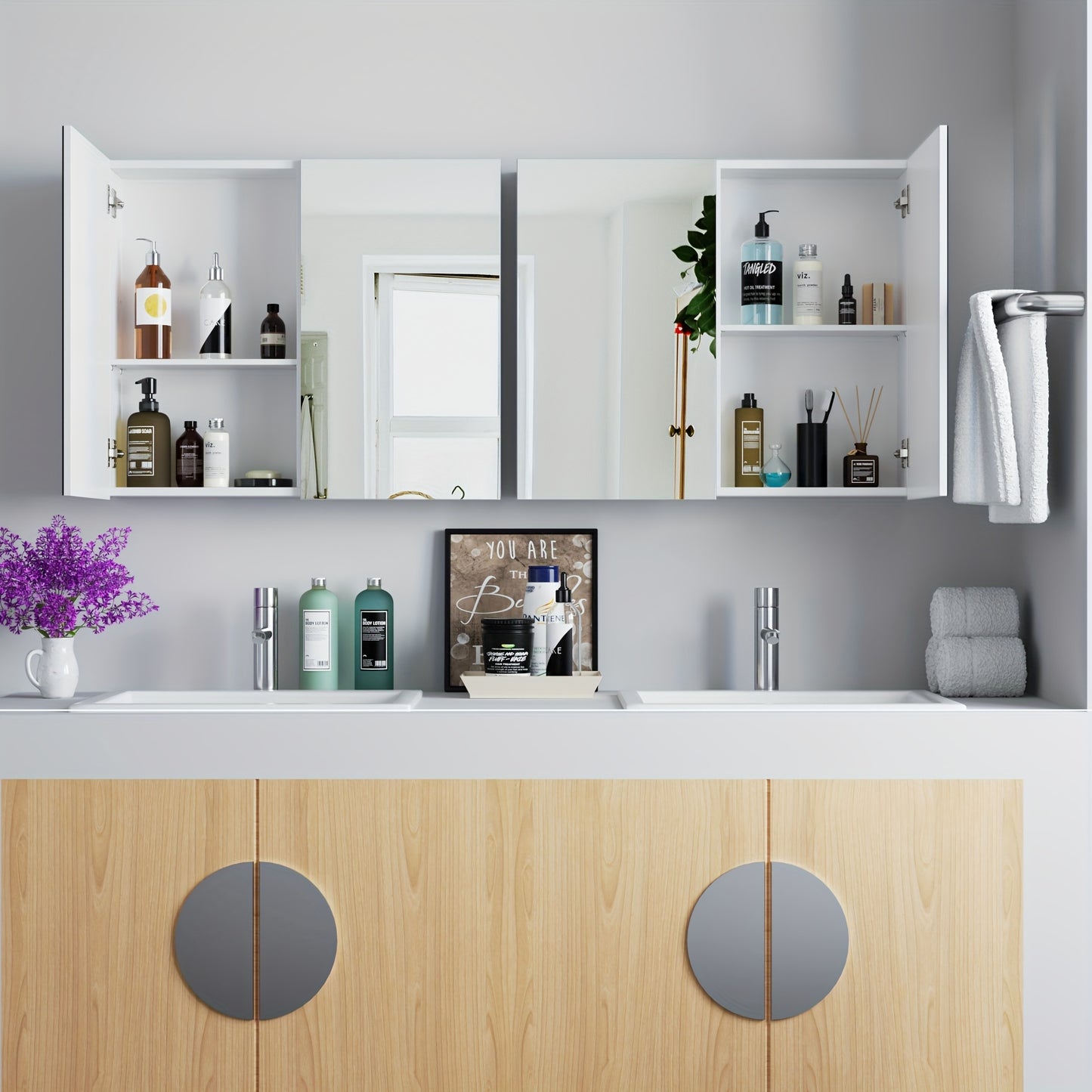 Kast – Boekenkast – Opbergkast – Servieskast – Vitrinekast – Wit – Hoogwaardig Hout – Veel Opbergruimte Met 2 Deuren En Open Planken