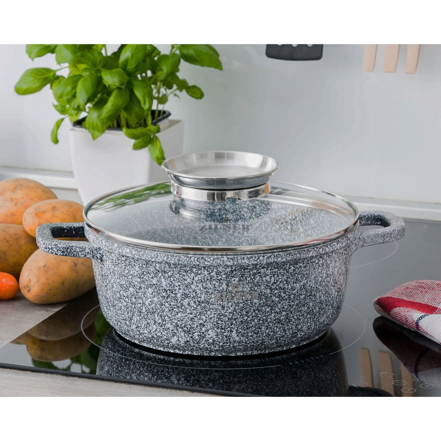 Kookset – Pannenset – Kookpot – Kookpan – Pannen met Deksel – Inductie Geschikt – Anti-aanbaklaag – Snelle Warmteverdeling – Grijs – 10-delig