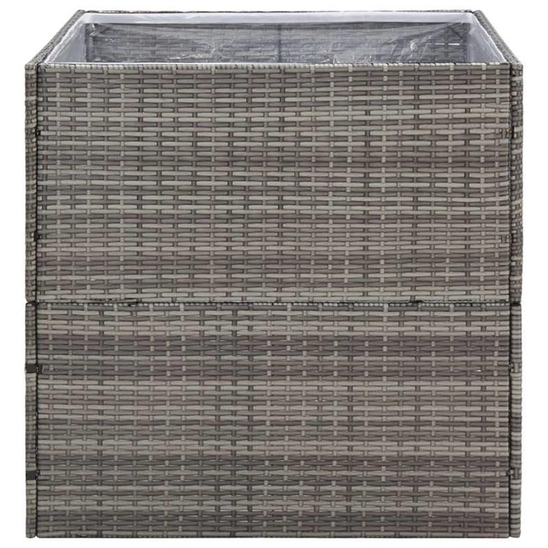 Bloemenrek – Bloemenstandaard – Plantenrek – Plantentafel – Plantenhouder – Polyrattan – Weerbestendig – 80x80x80 cm – Grijs