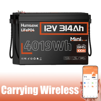 12V LiFePO4 Accu – Lithium Batterij – Caravan Accu – Camper Accu – Zonne-energie Accu – 314Ah Capaciteit – Compact & Lichtgewicht Met Afstandsbediening