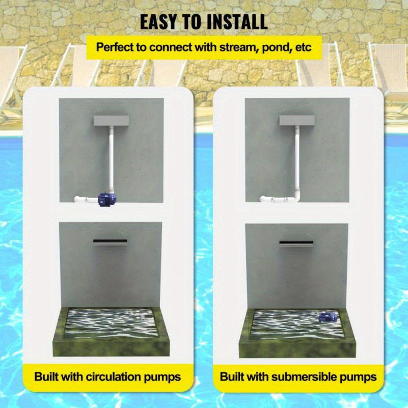 Watervalmond – Tuinwaterval – Vijverwaterval – Buitenfontein – Waterpartij – Roestvrij Staal – 60 cm Breed – Werkt Zonder Elektriciteit