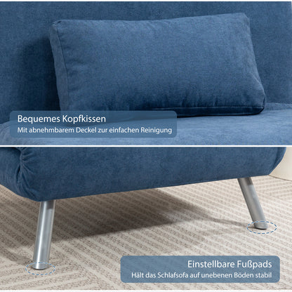 Relaxfauteuil – Slaapfauteuil – Slaapstoel – Loungestoel – Fauteuil Met Bedfunctie – 3-in-1 Design – Inclusief Kussen – Comfortabele Stoffering Blauw