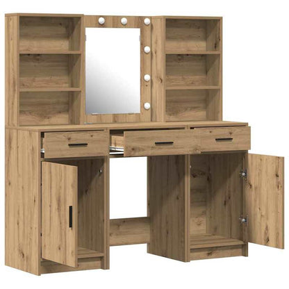 Kaptafelset – Kaptafel – Make-uptafel – Dressing Table – Toilettafel – Eikenkleur – Compact 50x41x135 cm – Duurzaam Plaatmateriaal