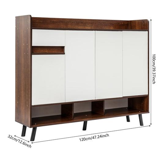 Witte Schoenenkast – Schoenenkast – Schoenopberger – Schoenmeubel – Schoenenkast Met Lade – 4 Deuren Push-to-Open – Verstelbare Planken Met Hoog Draagvermogen