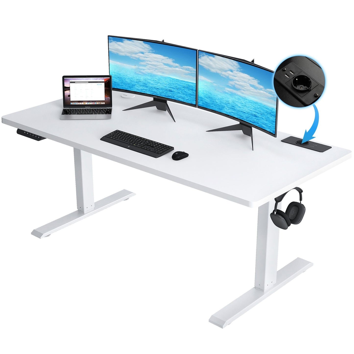 Zitsta Bureau – Zit Sta Bureau – Elektrisch Bureau – Hoogte Verstelbaar Bureau – Verstelbaar Bureau Met Touchscreen – Extra Groot Werkblad 160x70 cm – Melamine Houtkleurig Met Stalen Onderstel