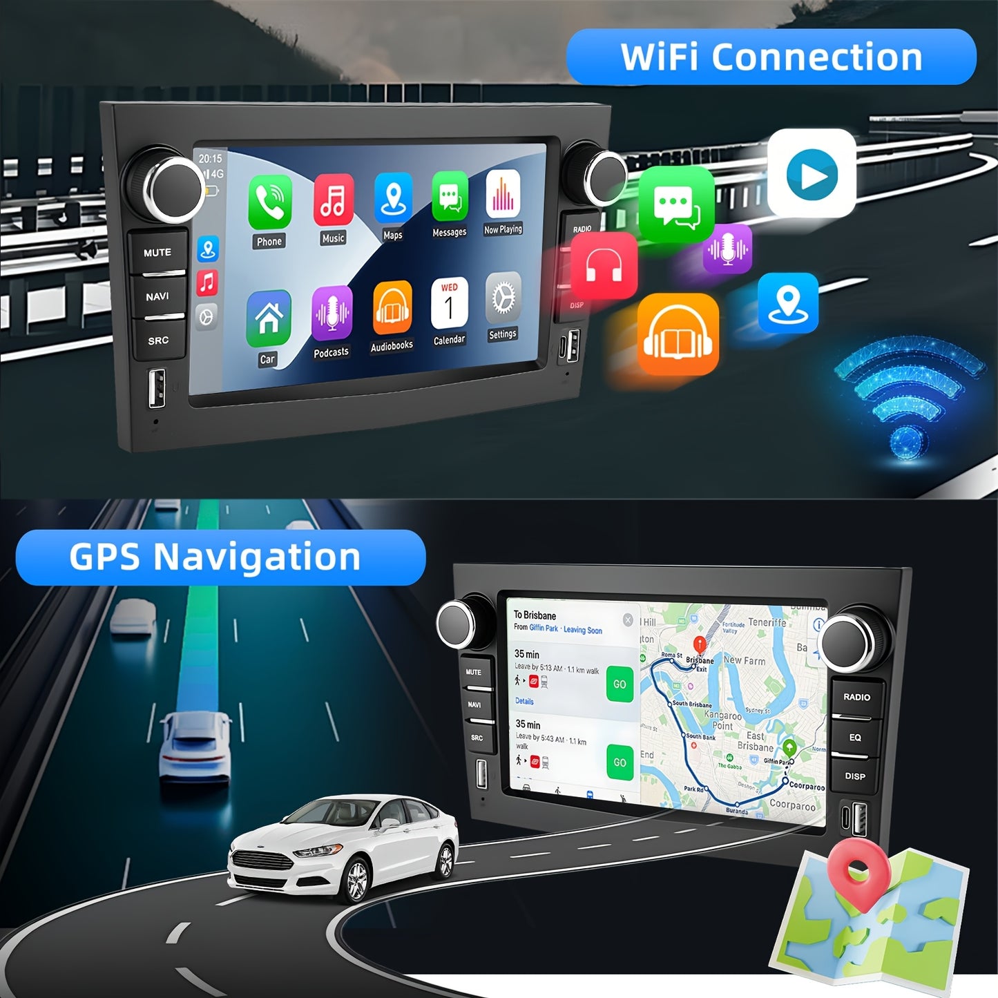 Autoradio – Auto Stereo – Multimedia Speler – Navigatiesysteem – 1 DIN – Android 14 Systeem – 7 Inch IPS Touchscreen – Bluetooth & GPS Inclusief AHD Camera