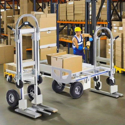 Handkar – Steekwagen – Platformkar – Transportkar – Trolley – Aluminium 362 kg Draagvermogen – Inklapbaar Met Rubberen Wielen