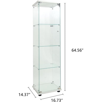 Glazen Vitrinekast – Glazen Showcase – Displaykast – Collectiekast – Staande Vitrine – 4 Glazen Planken – Gehard Glas Met LED-Verlichting En Slot