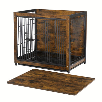 Hondenbench – Hondenkooi – Bench – Hondenhok – Kennel – Dubbele Deuren – Verwijderbare Lade – Stijlvol Metaal & MDF – Ruimtebesparend Meubel – Middelgrote Maat L
