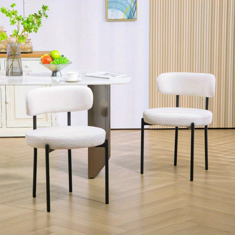 Eetkamerstoelen – Stoelen – Dining Chairs – Zithoekstoelen – Bistro Stoelen – Set van 2 – Zachte Fleece Bekleding – Stevige Metalen Poot