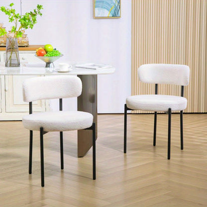 Eetkamerstoelen – Stoelen – Dining Chairs – Zithoekstoelen – Bistro Stoelen – Set van 2 – Zachte Fleece Bekleding – Stevige Metalen Poot