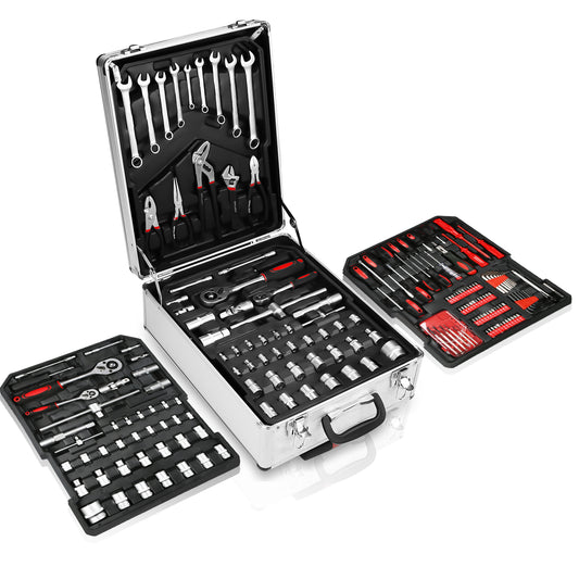 Gereedschapskoffer – Toolset – Gereedschapskist – Gereedschapstas – Werkzeuggereedschap – 1031 Onderdelen – Duurzaam Aluminium – Stevige Wielen en Uitschuifbare Handgreep