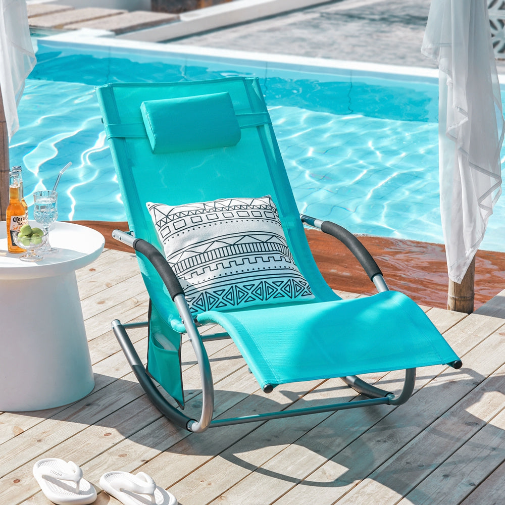 Verstelbare Tuinlounger – Verstelbare Loungestoel – Buitenstoel – Loungechair – Met Opbergzak – Met Metalen Frame – Weerbestendig Ademend Materiaal