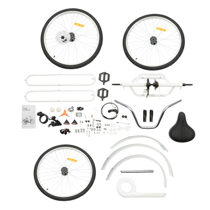 Stadsfiets – Fiets Voor Volwassenen – Comfortabele Stadsfiets – Functionele Fiets – Urban Bike – 6 Versnellingen – Schijfrem & Voormand – Wit