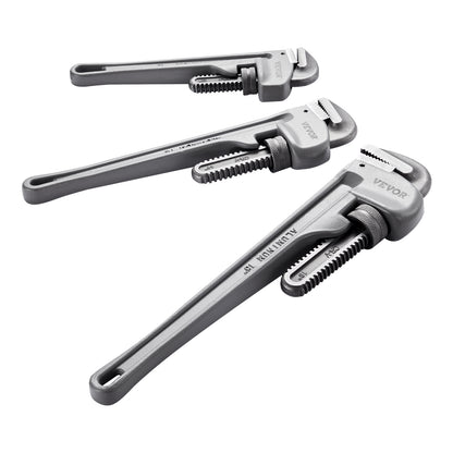 Pijpsleutel – Buizensleutel – Wringijzer – Moersleutel – Loodgietersgereedschap – Aluminium Lichtgewicht – CRV Bek 52HRC – Set 10/14/18 inch