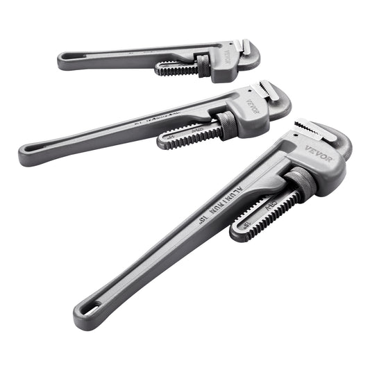 Pijpsleutel – Buizensleutel – Wringijzer – Moersleutel – Loodgietersgereedschap – Aluminium Lichtgewicht – CRV Bek 52HRC – Set 10/14/18 inch
