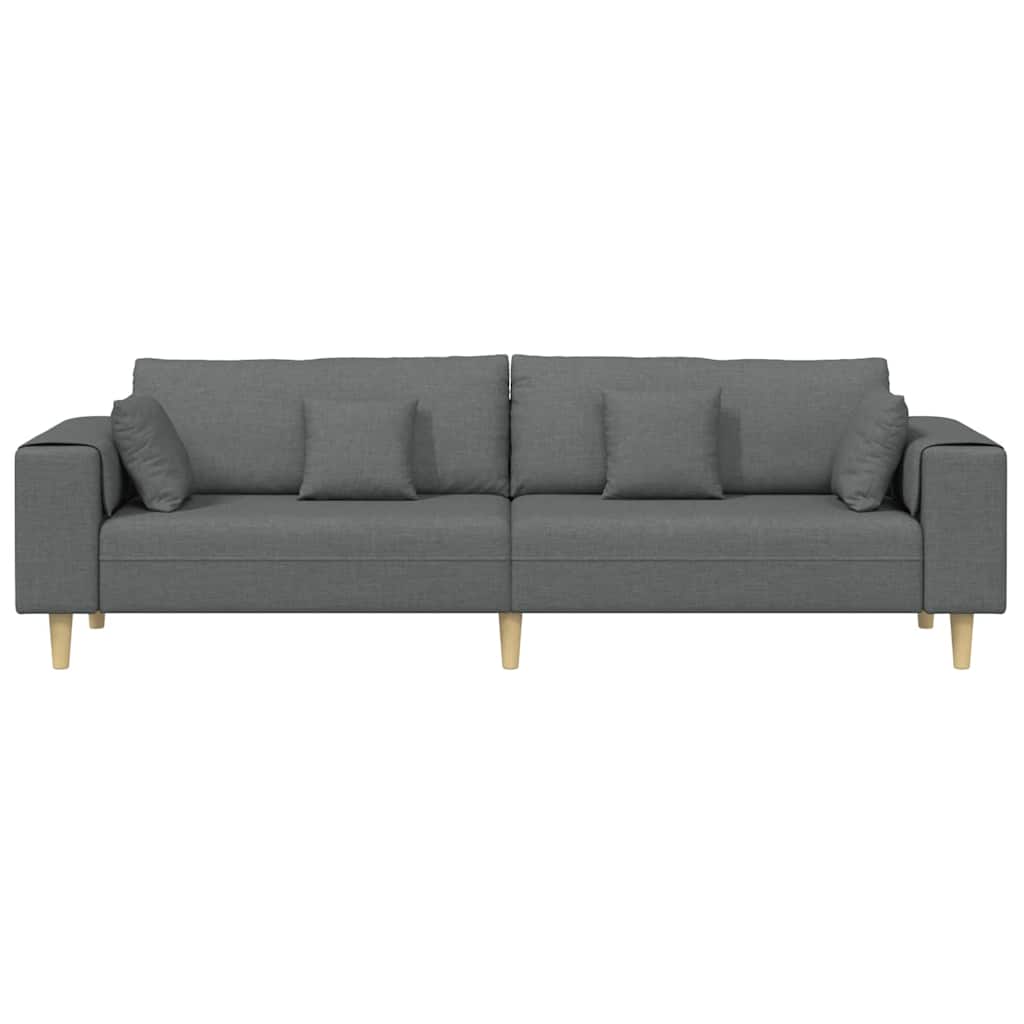 Bank – Bankstel – Sofa – Zitmeubel – Woonkamermeubel – Donkergrijs Stof – Ergonomisch Comfort – Stevig Multiplex Houten Frame