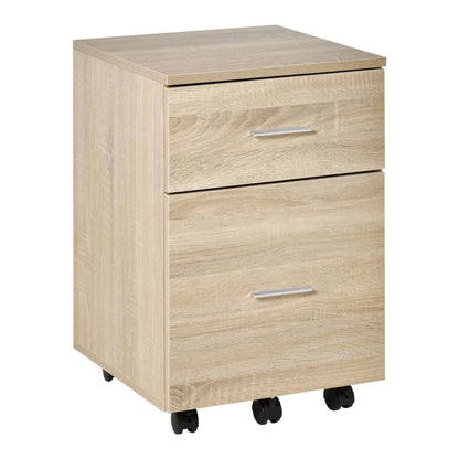 Opbergkastje Bureau – Ladekastje – Bureau Organizer – Kantoorkastje – Mobiele Opberger – Compact 39,5x39x58,5 cm – Spaanplaat Eikenhout Look – 5 Wieltjes Met Remmen