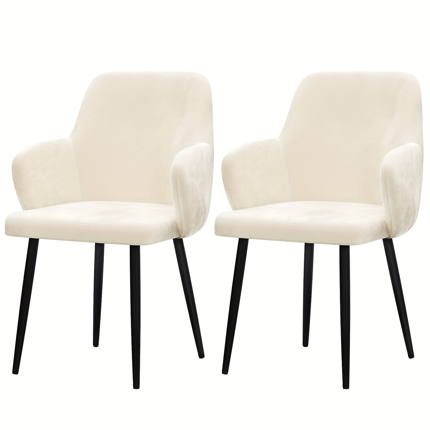 Eetkamerstoel – Stoel – Kuipstoel – Keukenstoel – Eettafelstoel – Set van 2 – Velvet Bekleding – Metalen Onderstel – Brede Rugleuning – Wit