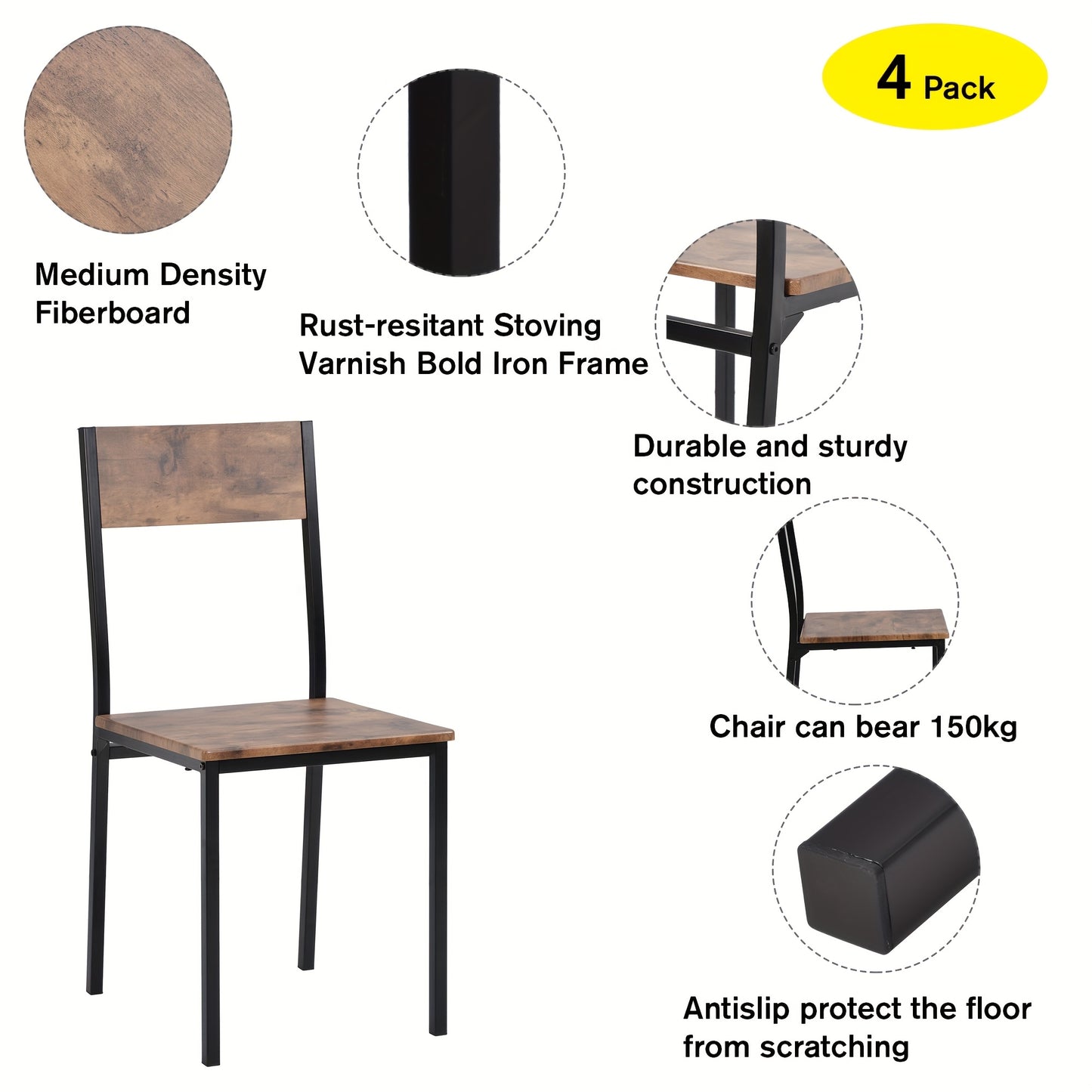 Eethoek – Zitgroep – Dinerset – Tafel Met 2 Stoelen – Balkonmeubilair – Compact En Praktisch – Massief Hout En Metaal
