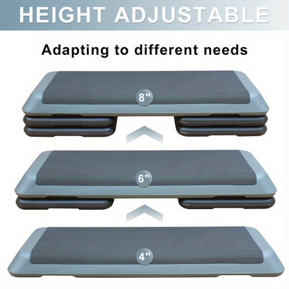 Stepplatform – Aerobic Step – Trainingsstep – Fitnessstep – Cardio Step – Verstelbare Hoogte Tot 110 cm – Antislip Oppervlak – Robuust IJzeren Frame – Grijs