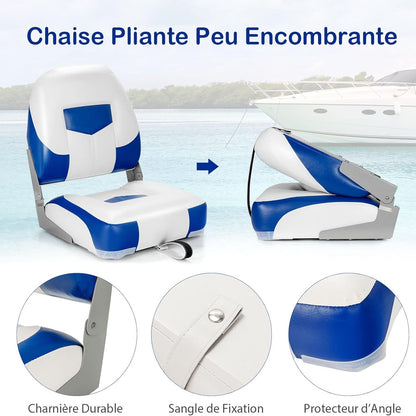 Folding Boat Chair, Set of Two, Folding Seat with Long Fastening Belt And Stainless Steel Screws, Boat Seat