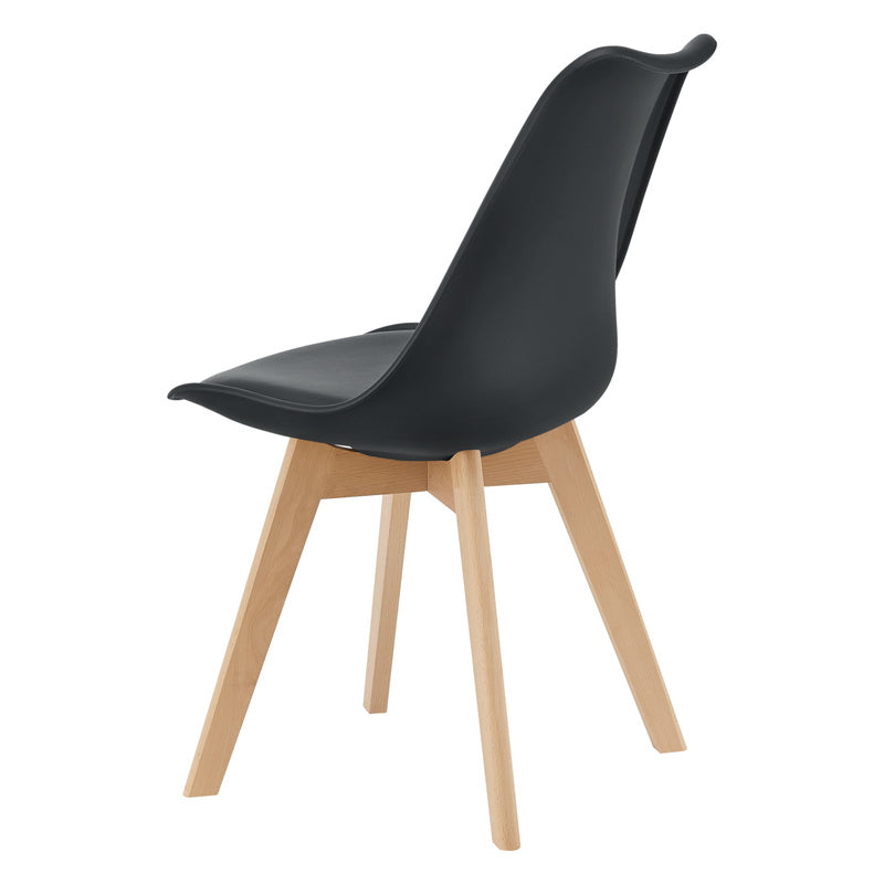 Eetkamerstoel – Stoel – Keukenstoel – Zwarte Stoel – Stoelset 6 Stuks – PU Kunstleer – Massief Beukenhout – 81x49x57 cm – Zithoogte 45 cm