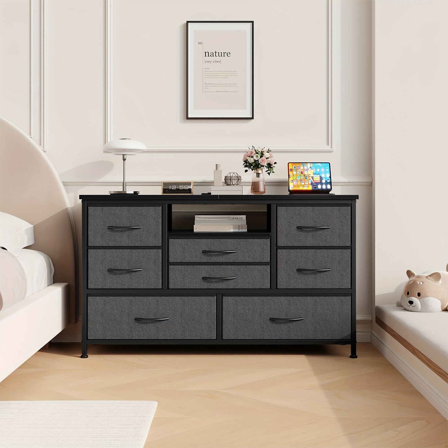 Ladekast – Ladenkast – Kommode – Opbergkast – Dressoir – 8 Lades – Robuust Metalen Frame – Matzwart Zonder Montage