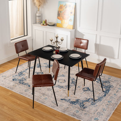 Uitschuifbare Eettafel – Tafel – Eetkamertafel – Uitklapbare Tafel – Industriële Eettafel – Voor 4-6 Personen – Stalen Frame Zwart-Goud – Anti-Roest & Waterbestendig