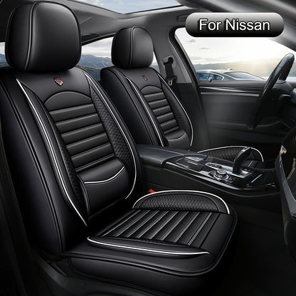 Car Seat Covers Full Set, Fit For Nissan Qashqai, Micra, Note, X-Trail, Leaf, Almera, Faux Leather Car Seat Protector, All Season Universal Car Seat Cushion, Adjustable Car Seat Covers Front Seats And Back