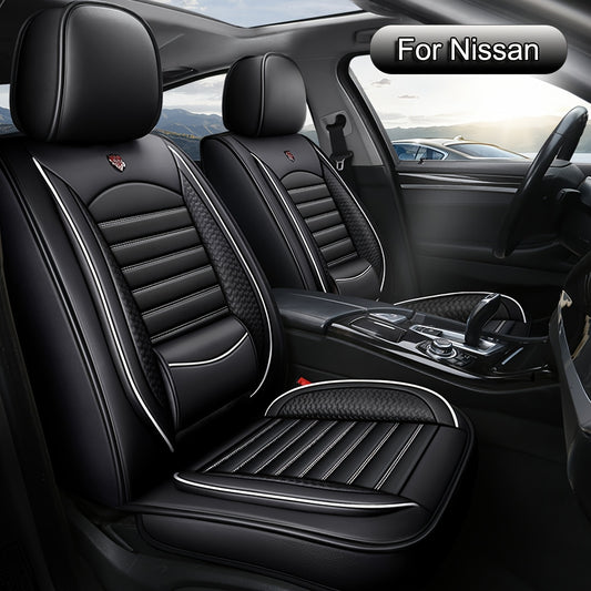 Car Seat Covers Full Set, Fit For Nissan Qashqai, Micra, Note, X-Trail, Leaf, Almera, Faux Leather Car Seat Protector, All Season Universal Car Seat Cushion, Adjustable Car Seat Covers Front Seats And Back