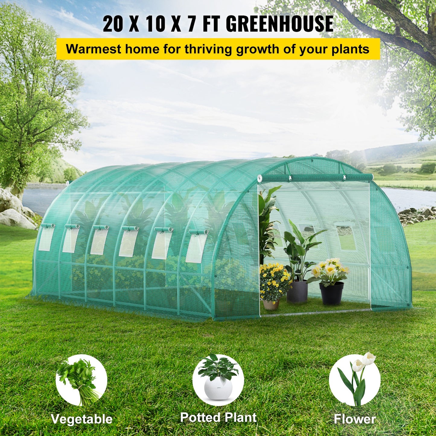 Tunnelkas – Kweekkas – Serre – Groentekas – Plantentunnel – Stevig Gegalvaniseerd Stalen Frame – Waterdichte UV-bestendige PE Folie