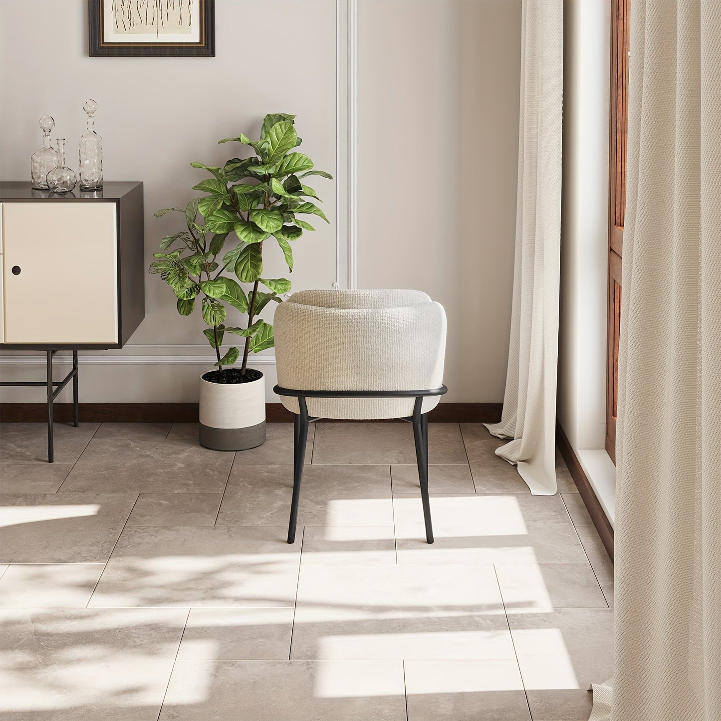 Eetkamerstoelen – Stoelen – Dining Chairs – Zwarte Poten Stoelen – Witte Stoelen – Ergonomisch Design – Comfortabele Zachte Bekleding – Set Van 6 – Duurzaam Metalen Frame – Geschikt Voor Harde Vloeren